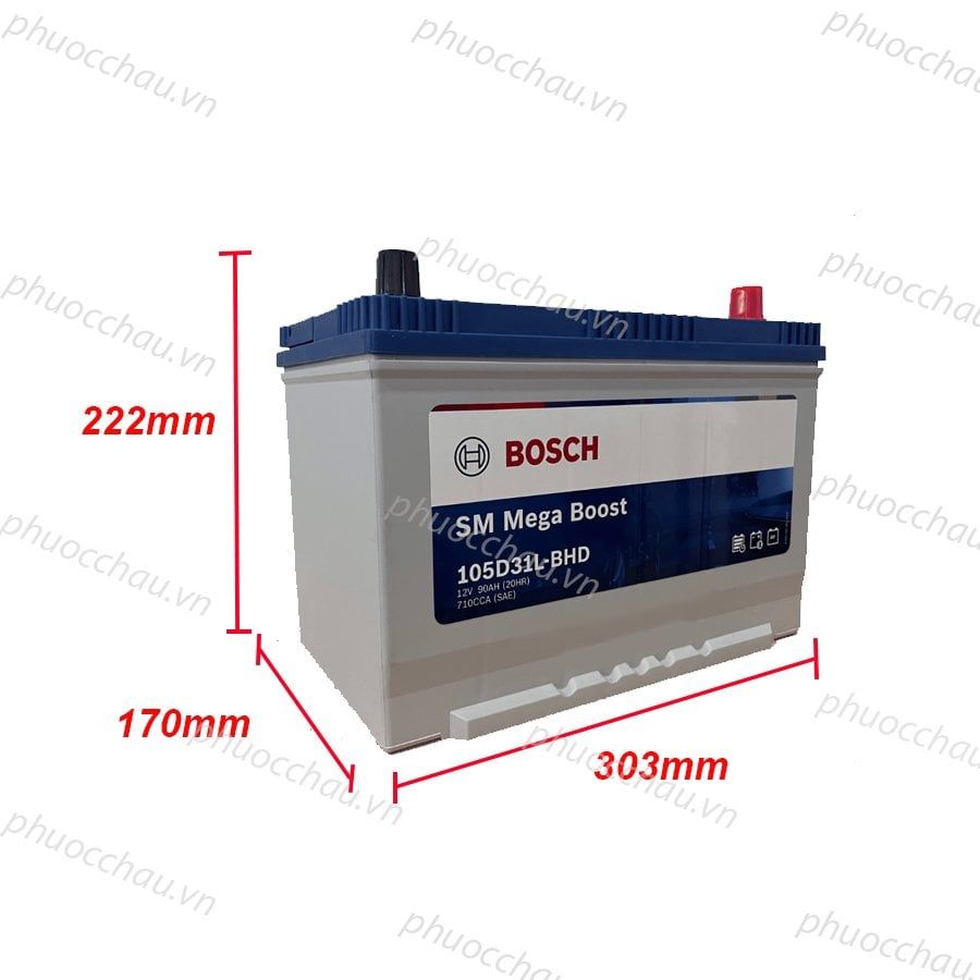 Ắc Quy BOSCH 105D31L/R 12V-90AH - ảnh 3
