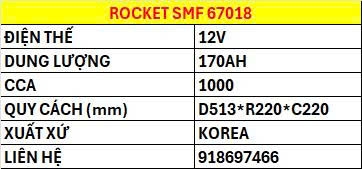 ẮC QUY ROCKET SMF 67018, 12V-170AH - ảnh 3