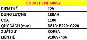 ẮC QUY ROCKET SMF 68032, 12V-180AH - ảnh 3